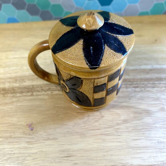 Wood CUP MUG handmade with lid flaw has small crack see pictures - Picture 7 of 8